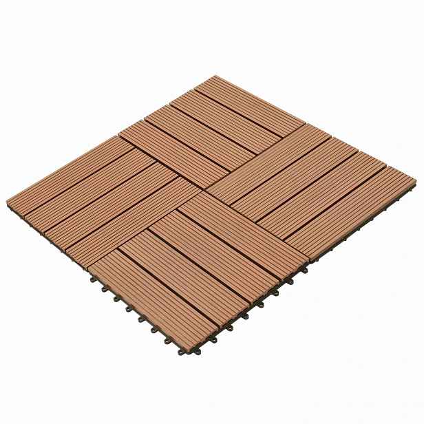 vidaXL Dlažba na terasu 22 ks Hnědá 30 x 30 cm WPC