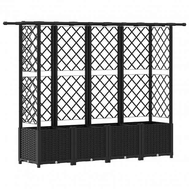 vidaXL Vyvýšený záhon s treláží a střechou Černá 202 x 40 x 136 cm PP