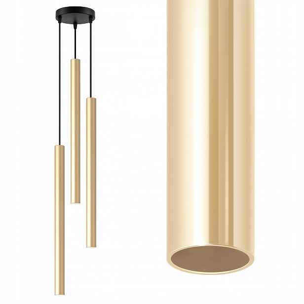 závěsné stropní svítidlo Led Tuba Zlatá moderní 3xG9 Loft glamour Premium