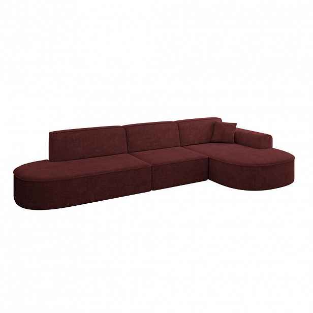 ALTDECOR ROHOVÁ SEDACÍ SOUPRAVA s otomanem vpravo MARI-L2 – 328 x 171 x 79 cm, bordó, velur