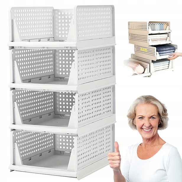 Skládací Krabička Organizér S Úložným Prostorem Set 4 Ks Do Skříně 43x33x18