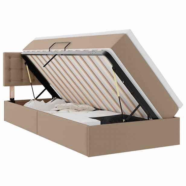 vidaXL Postel s úložným prostorem a matrací Cappuccino 90 x 190 cm