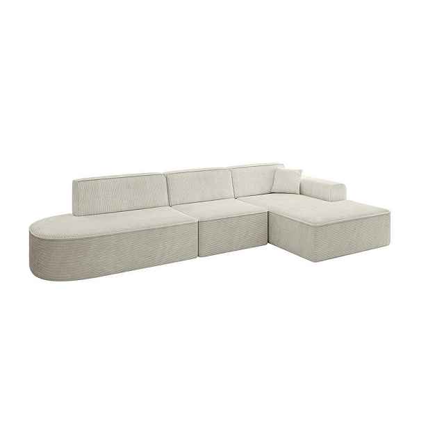 ALTDECOR ROHOVÁ SEDAČKA s otomanem, pravá IREA-L2-v3 327x165x77 Krémová Manšestr