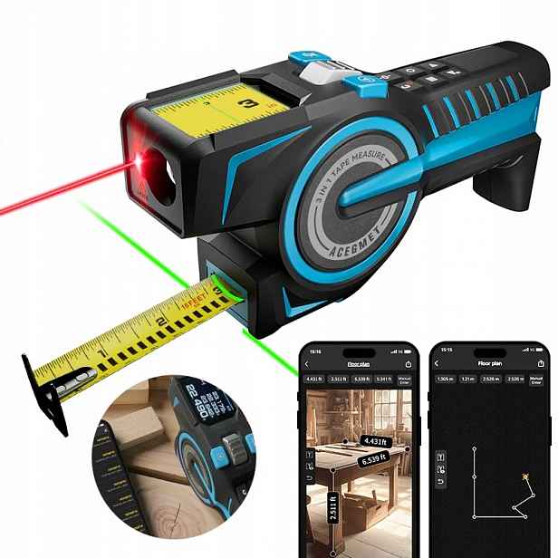 Dálkoměr, Měřící Páska, Bodový Indikátor, Zelený Laser 3V1, Aplikace Na Telefon