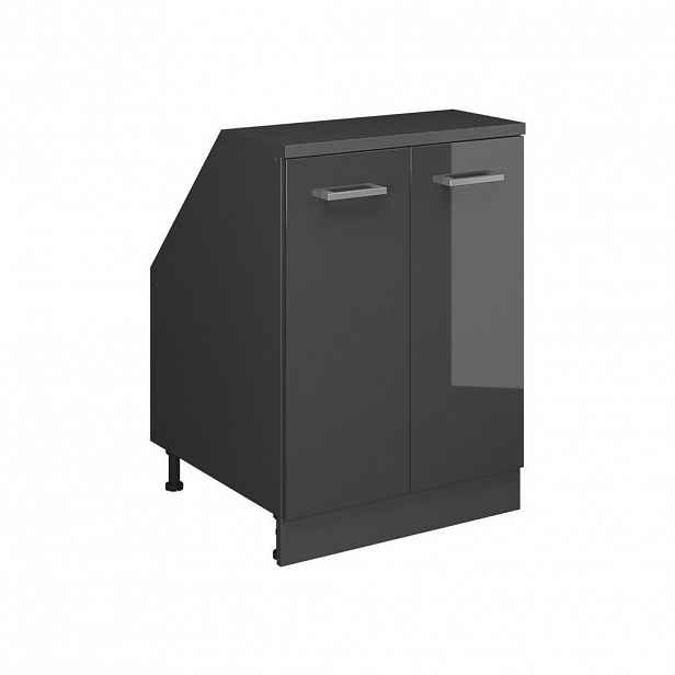 Vicco ŠIKMÁ SKŘÍŇ Rion Antracitový vysoký lesk 60 x 81.6 cm se 2 dveřmi, korpus skříně hloubka 60 cm