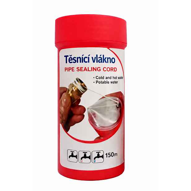 Eco produkty Těsnící vlákno 150 m do závitů VODA a TOPENÍ - šňůra na závity pro utěsňování závitů kovových a plastových trubek a armatur; použití VODA a TOPENÍ