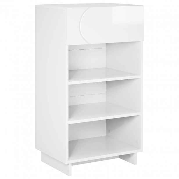 vidaXL Botník 48 x 38 x 87,5 cm kompozitní dřevo Bílá s vysokým leskem