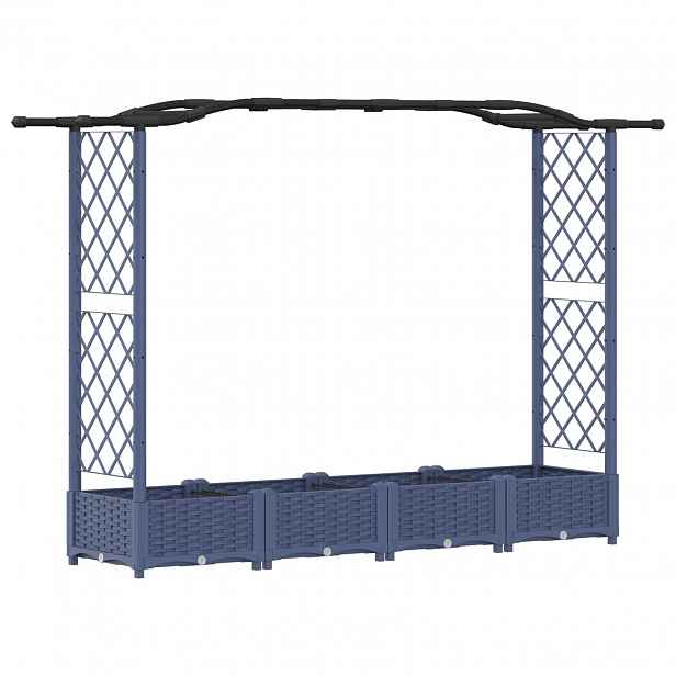 vidaXL Vyvýšený záhon s treláží a střechou Šedá 207 x 40 x 123 cm PP