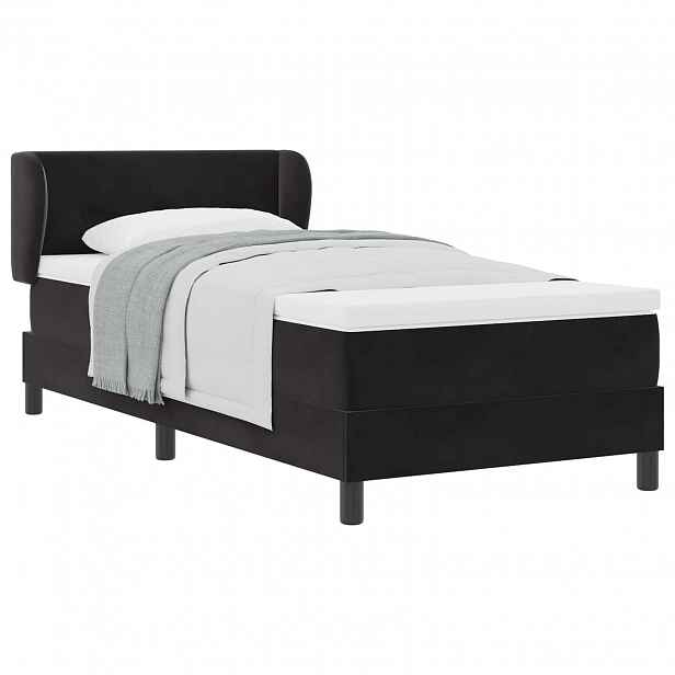 vidaXL Postel s boxspringem s čelo Černá 80 x 200 cm samet
