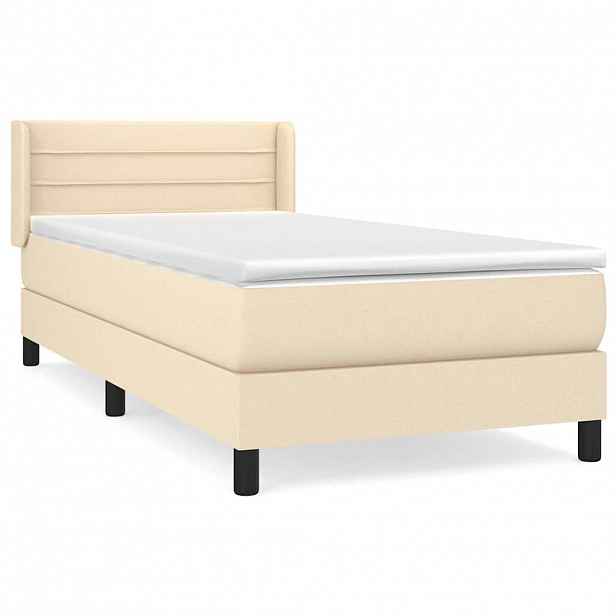 vidaXL Box spring postel s matrací krémová 80 x 200 cm textil