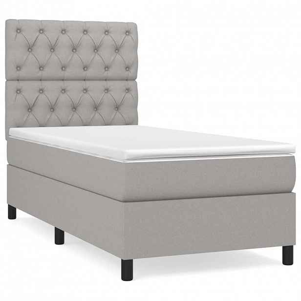 vidaXL Box spring postel s matrací světle šedá 80 x 200 cm textil