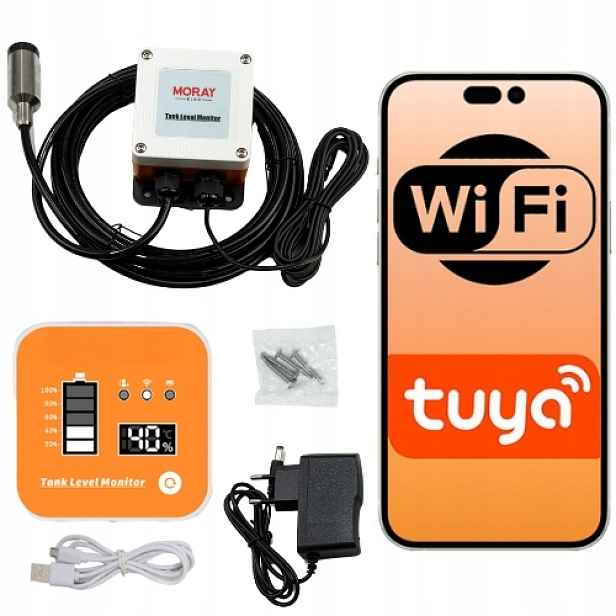 Snímač hladiny kapaliny s hydrostatickou sondou 5 m Rf WiFi brána Tuya Smart