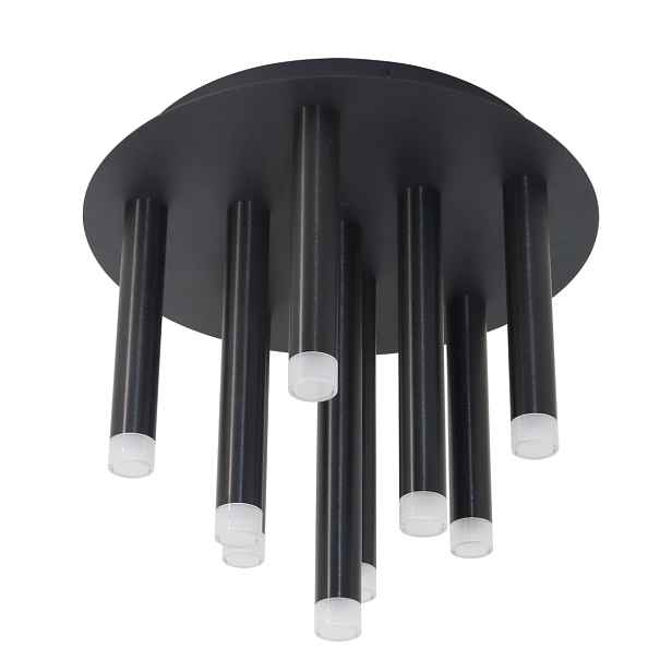 Stropní svítidlo kulatá 30 cm černá 9 tub moderní do ložnice Polux