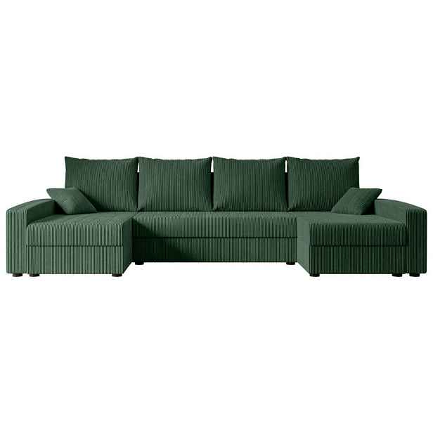 ALTDECOR SEDACÍ SOUPRAVA ve tvaru U s funkcí spaní a úložným prostorem ALESIA-U 301x140x90 Zelená Manšestr
