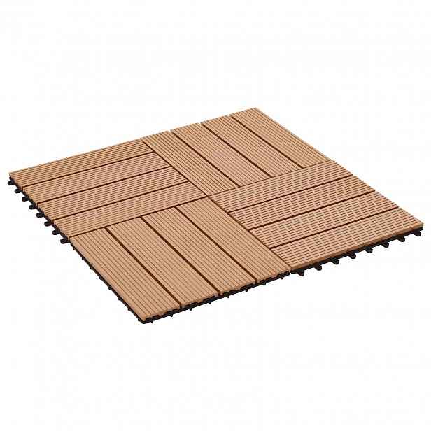vidaXL Dlažba na terasu 22 ks Teak 30 x 30 cm WPC