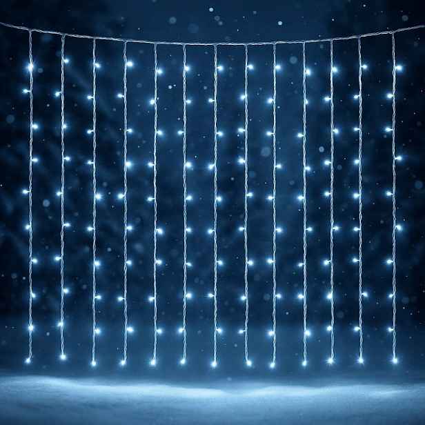 VOLTRONIC® 59571 Vánoční osvětlení - světelný závěs - 3x3 m studená bílá 300 LED