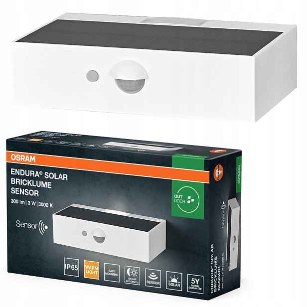 Zahradní lampa Solární Led nástěnné svítidlo Snímač pohybu soumraku 3W 3000K IP65