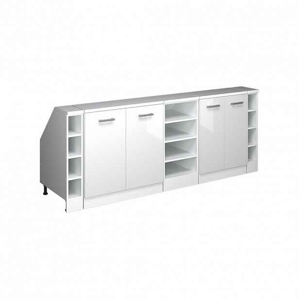 Vicco KUCHYŇSKÁ SKŘÍŇKA POD ŠIKMOU STŘECHU R-Line Bílá vysoký lesk 210 cm Sada 5 korpusů skříně hloubka 60 cm