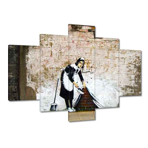 Hodiny 150x105 Banksy Pokojská Grafiti