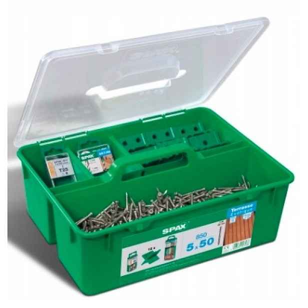 Spax Set Terasové vruty do dřeva 5x50 mm 850 Ks. Green Box Staré zlato
