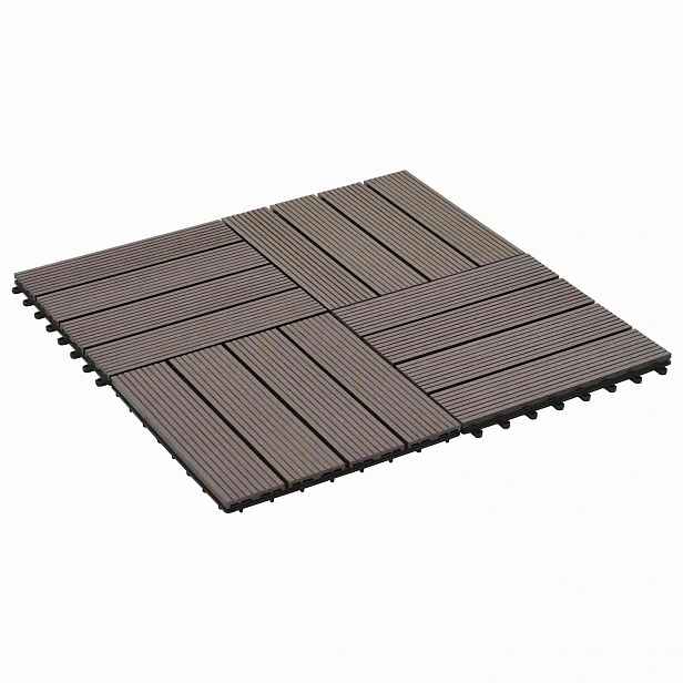 vidaXL Dlažba na terasu 22 ks Tmavě hnědá 30 x 30 cm WPC