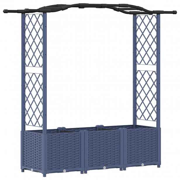 vidaXL Vyvýšený záhon s treláží a střechou Šedá 164 x 40 x 138 cm PP
