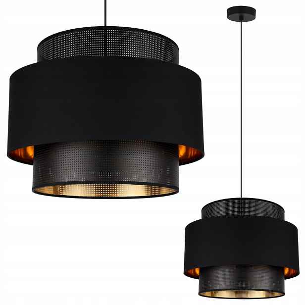 Závěsná Stropní Lampa, Černé Zlaté Stínítko, Středová Část Do Ložnice Obývacího Pokoje, 40 CM