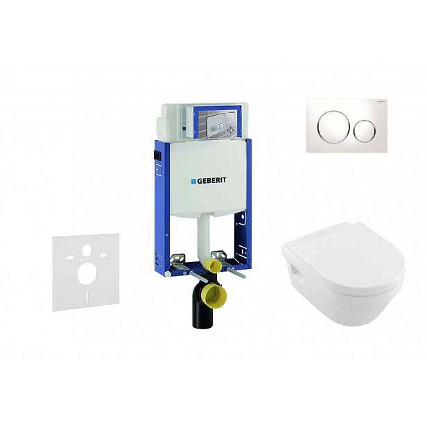 Geberit Kombifix - Set předstěnové instalace, klozetu a sedátka Villeroy & Boch, tlačítka Sigma20, DirectFlush, SoftClose, CeramicPlus, bílá/chrom 110