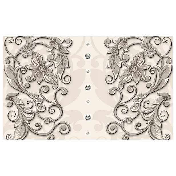 Květinová tapeta Béžová Šedá Šepot Béžová Zahrada Elegantní Květiny 350x250+lepidlo