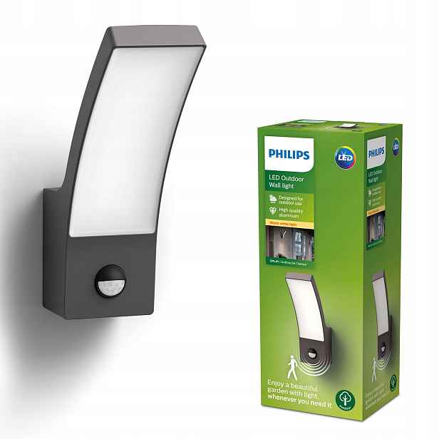 Led zahradní nástěnné svítidlo Venkovní fasádní lampa 12W Senzor Pohybu Philips