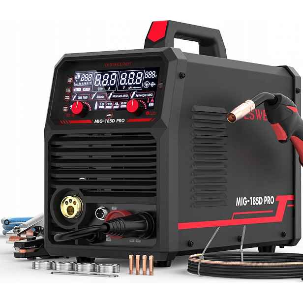 Svařovací Stroj Mig Mag 185A 6V1 Mig Tig Mma Flux Led 230V