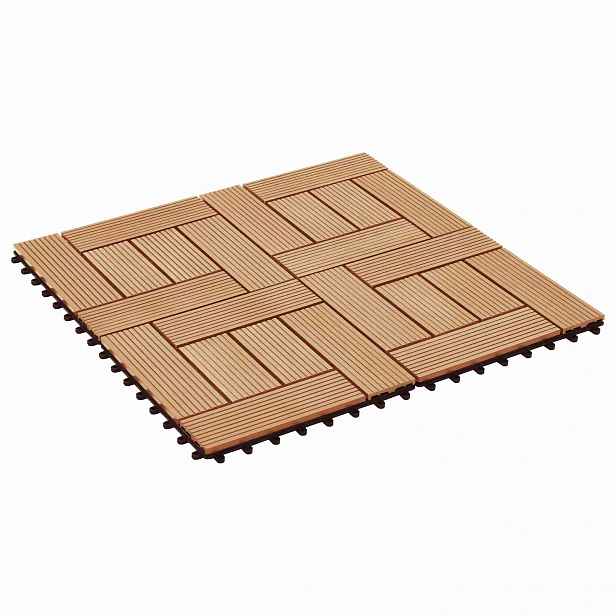 vidaXL Dlažba na terasu 22 ks Teak 30 x 30 cm WPC