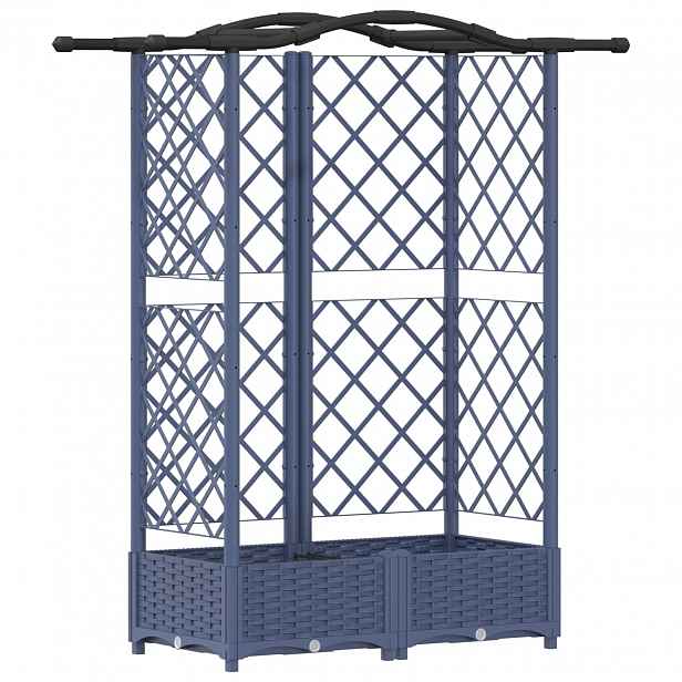 vidaXL Vyvýšený záhon s treláží a střechou Šedá 124 x 40 x 123 cm PP