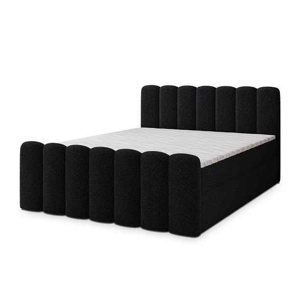 MASSENO AMERICKÁ POSTEL CELLA, 200x200 cm s matrací a úložným prostorem, H2+H3, černá
