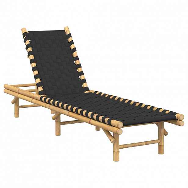 vidaXL Zahradní lehátko s černým tkaným popruhem 55 x 200 x 30 cm bambus