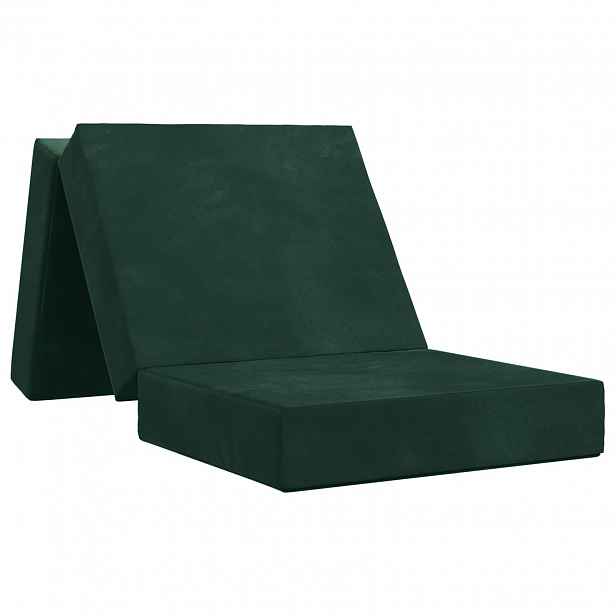 vidaXL Skládací pohovka postel 200 x 75 x 15 cm Tmavě zelená