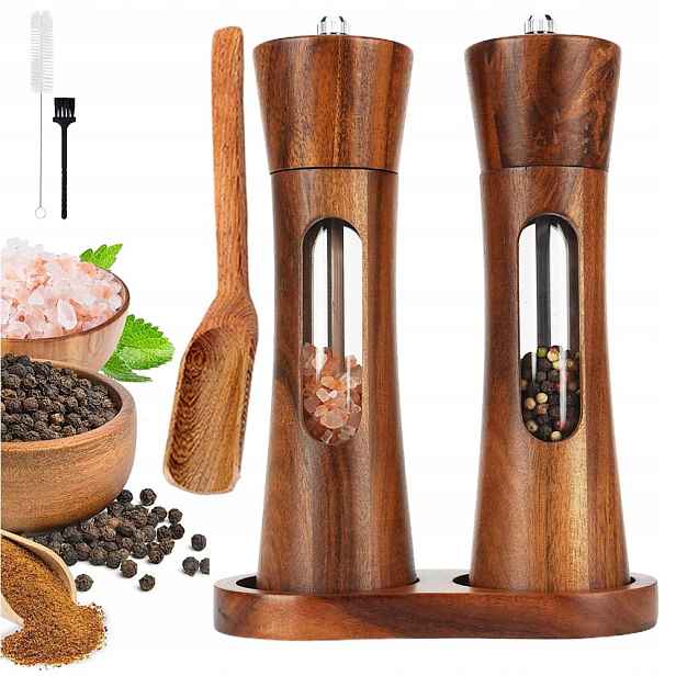 Mlýnek Na Pepř, Ruční Mlýnek Na Pepř, Sůl, Dřevěný, Snadno Se Čistí