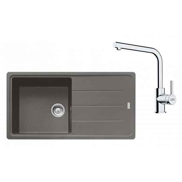 Franke - Kuchyňský set G264ŠK, fragranitový dřez BFG 611 a baterie FS 3230.031, šedý kámen/chrom 114.0700.743