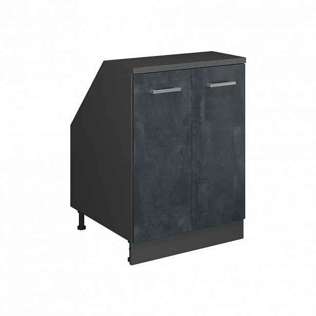 Vicco ŠIKMÁ SKŘÍŇ Rion Černý beton 60 x 81.6 cm se 2 dveřmi, korpus skříně hloubka 60 cm