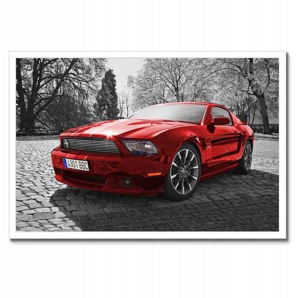 Plakáty v rámu 60x40 Červený Mustang