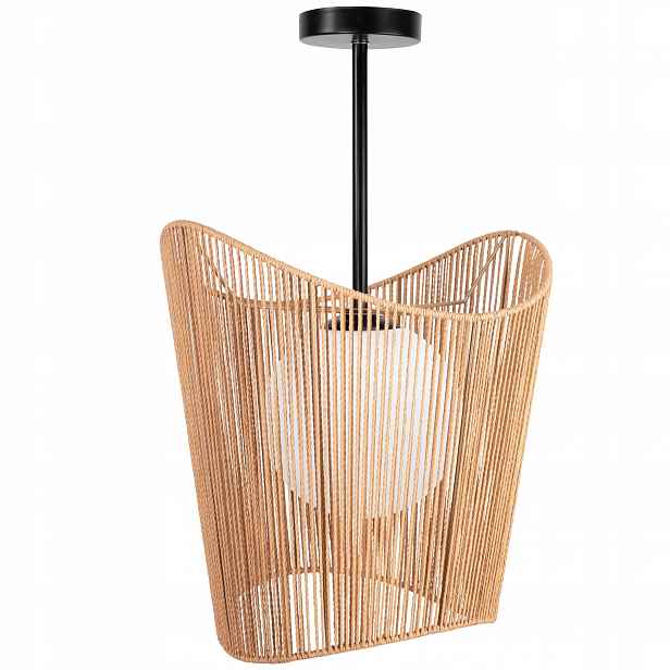 Bambusová Závěsná Stropní Lampa Jutový Provázek Boho Natural