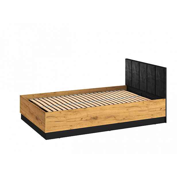 Jednolůžková postel 120x200 SABEL s úložným prostorem - černá / dub craft zlatý