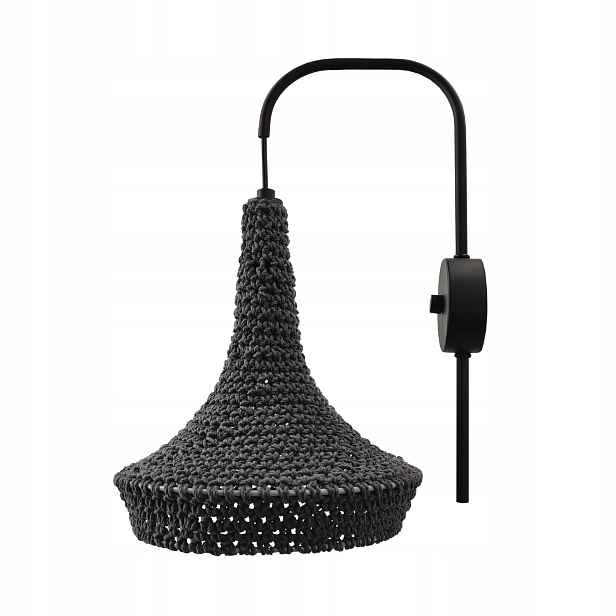 Nástěnné svítidlo boho šedá bavlna 1xE27 20W IP20 Mahaka Shilo