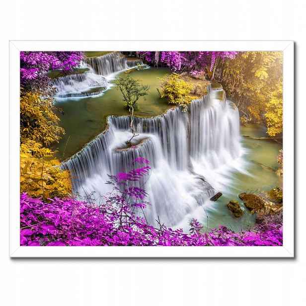 Plakáty v rámu 40x30 Fialově kolem kaskády