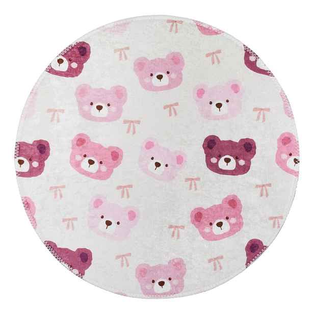 Růžový/slonovinový pratelný dětský koberec ø120 cm Cute Teddies Pink – Vitaus