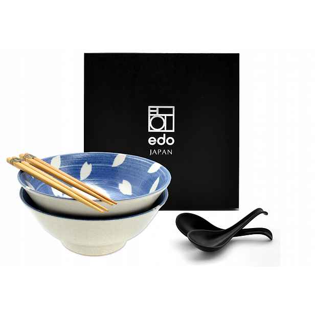 Sada 2 misek s lžícemi a paličkami Ramen Bunny Blue 1100 ml Box