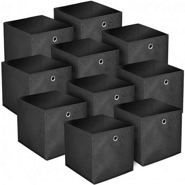 TEMU Sada 10 Skládacích Úložných Boxů z Látky s Otvorem pro Prst, Rozměry 32 x 32 x 32 cm Oddělovač Místností