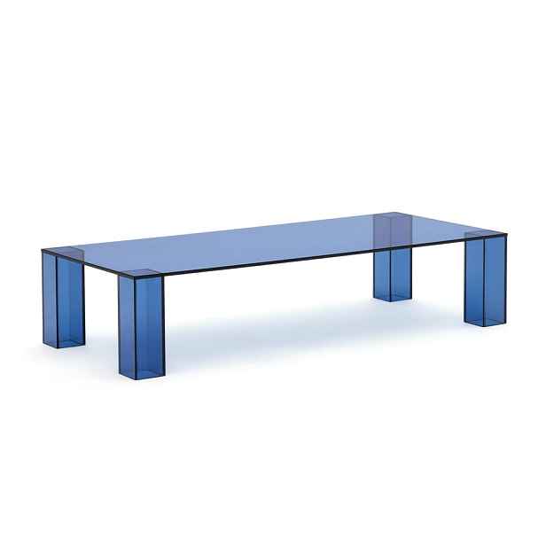 Modrý skleněný konferenční stolek 60x140 cm Adularia – Kave Home