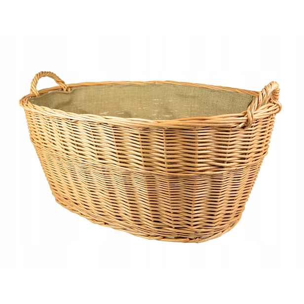 Proutěný Koš Na Dřevo Hračky Juta 60 cm