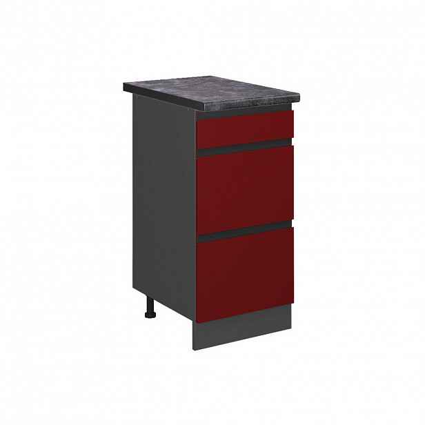 Vicco SPODNÍ SKŘÍŇKA KUCHYŇSKÉ LINKY R-Line Červená 40 cm se zásuvkami, PD Antracit